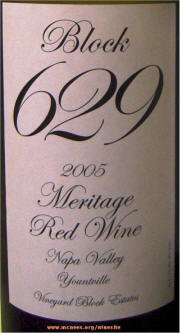 Vineyard Block Estates Block 629 Meritage 2005 label