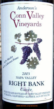 Anderson Conn Valley Right Bank 2003 label