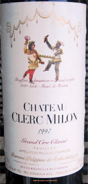 Chateau Clerc Milon 1997 Label on Rick's Winesite on McNees.org/winesite