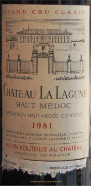 Chateau La Lagune Haut Medoc 1981 Label - Rick McNees Winesite Photo