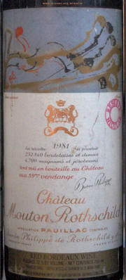 Chateau Mouton Rothschild label - 1981- Rick McNee winesite photo
