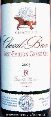 Cheval Brun St Emilion Grand Cru 2005 label