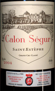 Chateau Calon Segur 2003 Magnum Label on Rick's Winesite on McNees.org