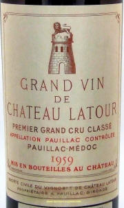 Chateau Grand Vin Latour Pauillac Bordeaux 1959 Label