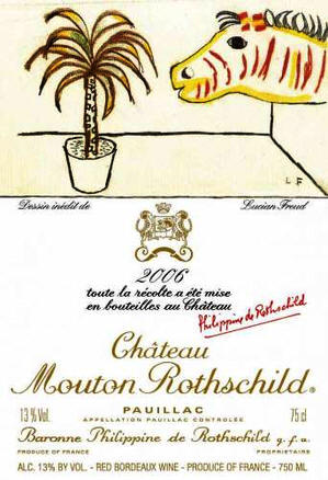 Chateau Mouton Rothschild 2006 label by Lucian Freud