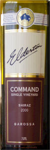 Elderton Command Single Vineyard Barossa Valley Shiraz 2001 Label