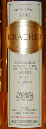 Kracher Nouvelle Chardonnay TBA 1998 Label