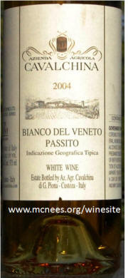 Cavalchina Bianco Del Veneto Passito 2004 Label