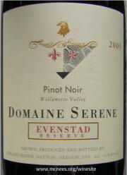 Domaine Serene Evenstad Reserve Pinot Noir 2005 Label