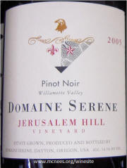 Domaine Serene Jerusalem Hill Vineyard Pinot Noir 2006 label