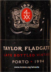 Taylor Fladgate Late Bottled Vintage Port 1994 label