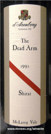 D'Arenberg Dead Arm Mclaren Vale Shiraz 1995 label