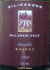Kilikanoon Parable Shiraz 2004 Label on Rick's WineSite on McNees.org