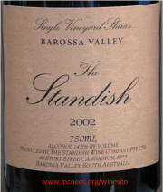 The Standish Barossa Valley Single Vineyard Shiraz 2002 Label