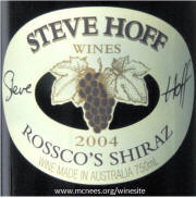 Steve Hoff Rosscoe's Shiraz 2005 Label 