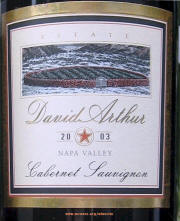 David Arthur Napa Valley Cabernet Sauvignon 2003 Label on McNees WineSite on McNeees.org