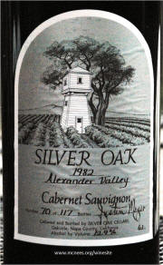 Silver Oak Alexander Valley Cabernet Sauvignon 1982 6 ltr label