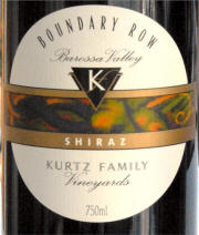 Kurtz Family Vineyards Boundary Row Barossa Valley Shiraz label