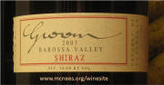 Groom Barossa Valley Shiraz 2003 label