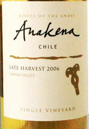 Anakena Chile Limari Valley Single Vineyard Late Harvest 2006