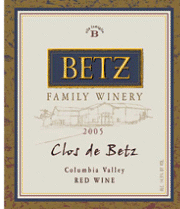Clos de Betz Washington Red 2005 label
