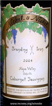 Nickel & Nickel Branding Iron Vineyard Napa Valley Cabernet Sauvignon 2004 Label