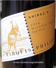 Marquis Philips 9 McLaren Vale Shiraz 2006 label