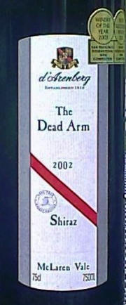 d'Arenberg Dead Arm 2002 Label on McNees.org/winesite
