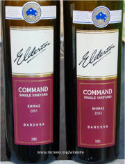 Elderton Command Single Vineyard Shiraz 2001, 2003 Labels 
