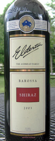 Elderton Barossa Shiraz 2003 label on McNees Winesite