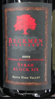 Beckman Santa Ynez Valley Purisma Mtn Vineyard Block Six Syrah 2009