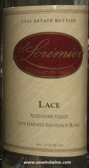 DeLorimier Alexander Valley Late Harvest Sauvignon Blanc 2002
