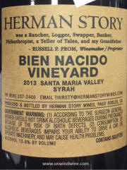 Herman Story Bien Nacido Vineyard Santa Maria Valley Syrah 2013