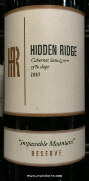 Hidden Ridge 55% Slope Impassable Mountain Reserve Cabernet Sauvignon 2007 