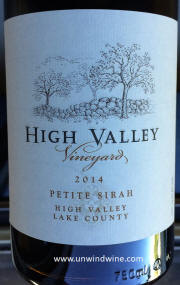 High Valley Vineyards Lake County Petit Syrah 2014