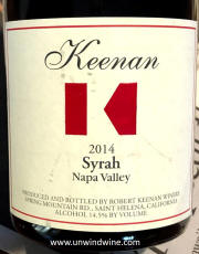 Keenan Napa Valley Syrah 2014 label