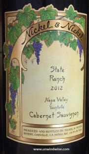 Nickel & Nickel State Ranch Vineyard Napa Valley Yountville Cabernet Sauvignon 2012
