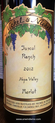 Nickel & Nickel Suscol Ranch Vineyard Napa Valley Merlot 2012