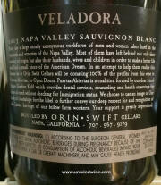 Orin Swift Veladora Napa Valley Sauvignon Blanc 2013 Rear Label 