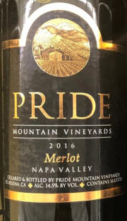 Pride Mountain Vineyards Napa Valley Merlot 2016