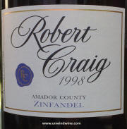 Robert Craig Amador County Zinfandel 1998