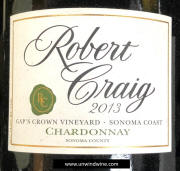 Robert Craig Gaps Crown Vineyard Sonoma Coast Chardonnay 2013