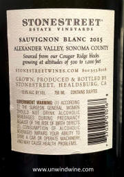 Stonestreet Alexander Valley Sauvignon Blanc 2015 rear label