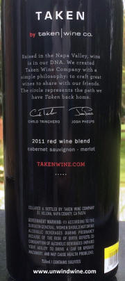 Taken Napa Valley Red Wine 2011 - Rear