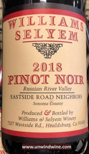 Williams Selyem RRV Eastside Road Neighbors Pinot Nor 2018 