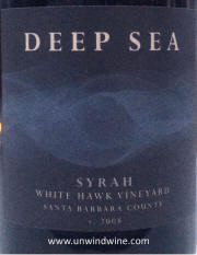 Deep Sea White Hawk Vineyard Santa Barbara Syrah 2008