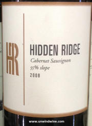 Hidden Ridge 55% Slope Cabernet Sauvignon 2008
