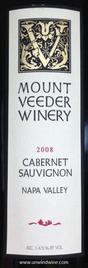 Mount Veeder Winery Napa Valley Cabernet Sauvignon 2008