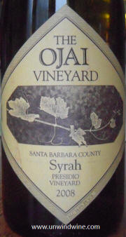 Ojai Presidio Vineyard Santa Barbara County Syrah 2008