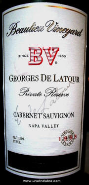 Beaulieu Vineyards Georges de Latour Private Reserve Napa Valley Cabernet Sauvignon 1993